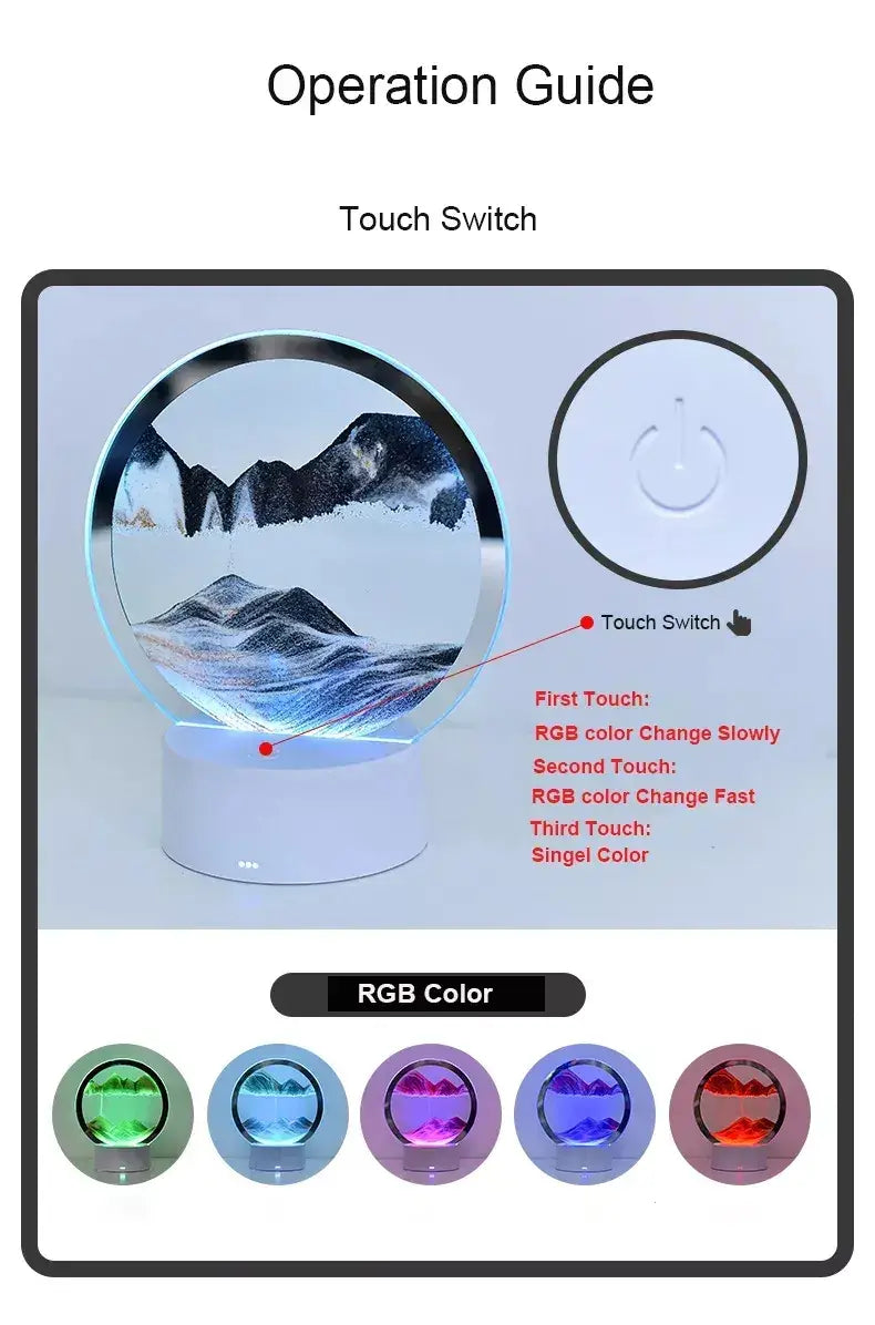 3D Moving Sand Art Lamp for Home Decoration (1pc)