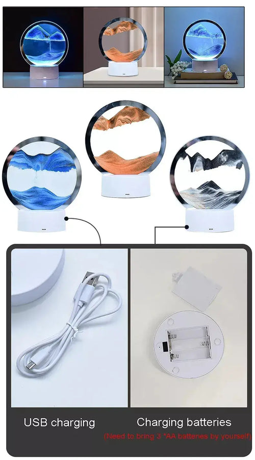 3D Moving Sand Art Lamp for Home Decoration (1pc)