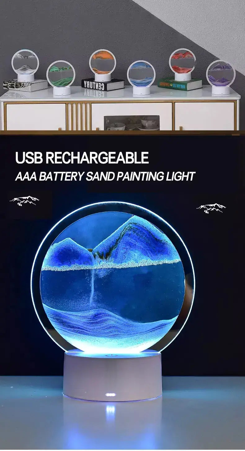 3D Moving Sand Art Lamp for Home Decoration (1pc)